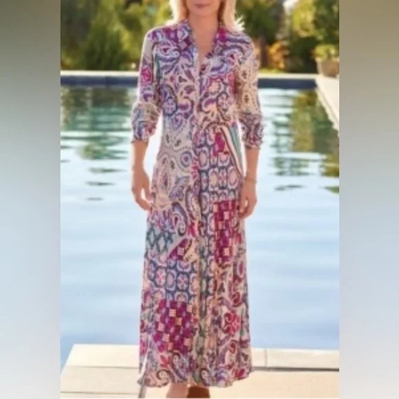 NWT Soft Surroundings Paloma maxi floral boho indies 70’s eclectic resorts MP